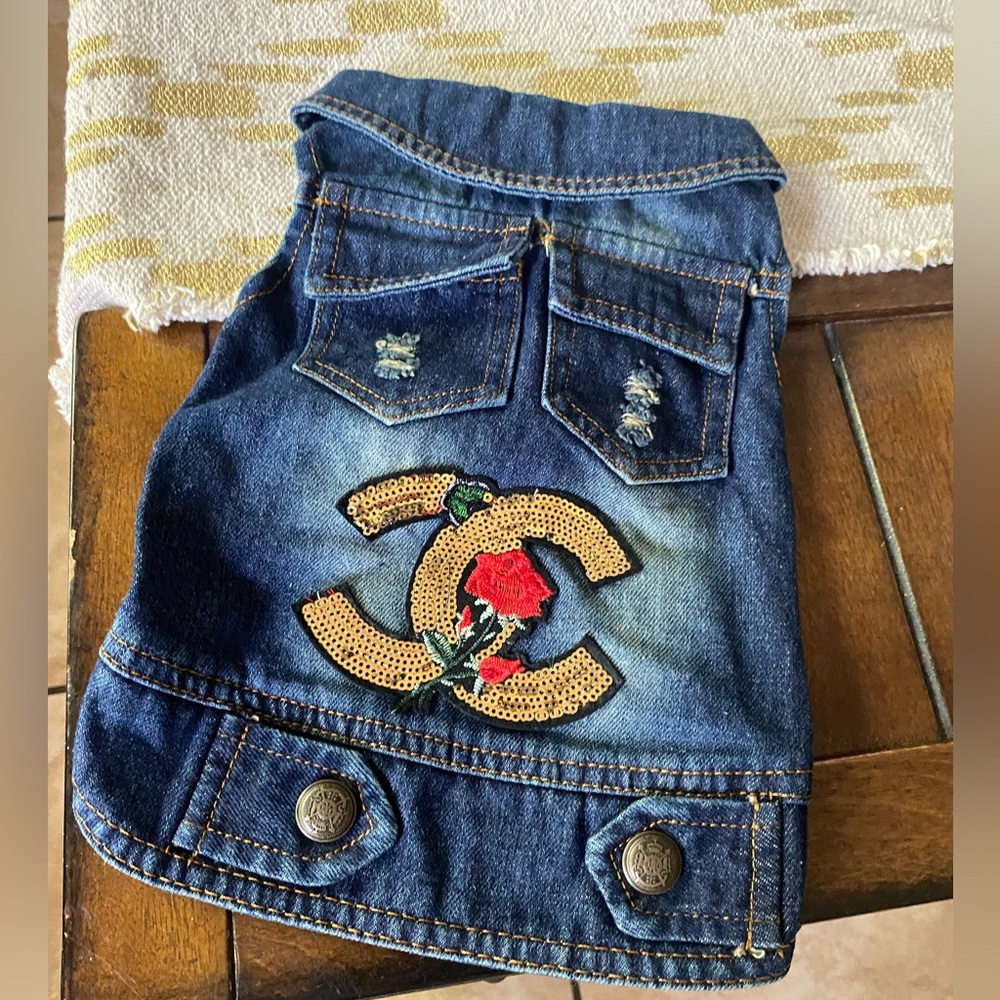 Fashion Jean cat Dog Denim Jacket sparkle C glamour M limited coat runway fab